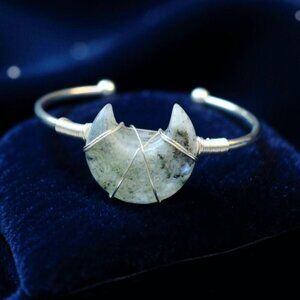 Labradorite Moon Bracelet ✦ Wire-Wrapped 925 Silver Over Copper ✦ Boho Talisman